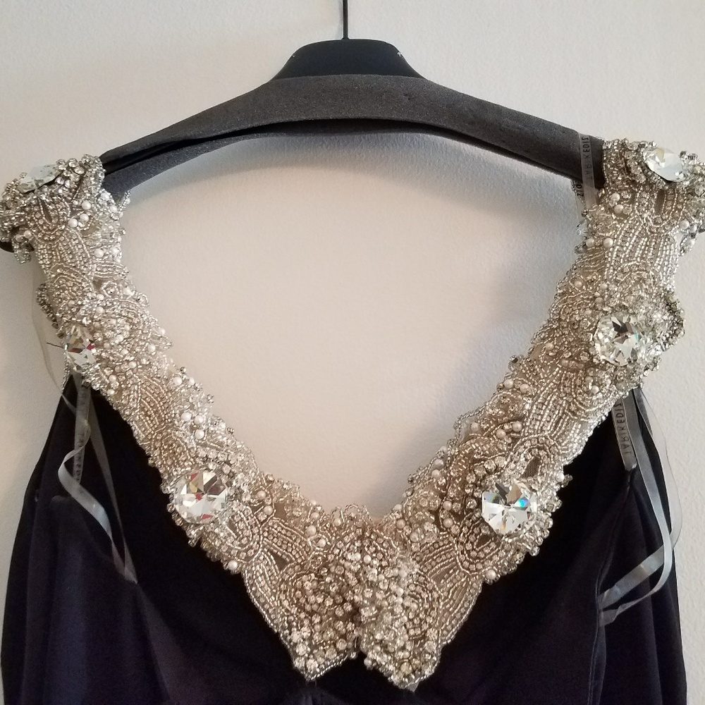 Tarik Ediz Couture Crystal Embellished Gown with Adjustable Train, Worn 1 Time! - Picture 2 of 7